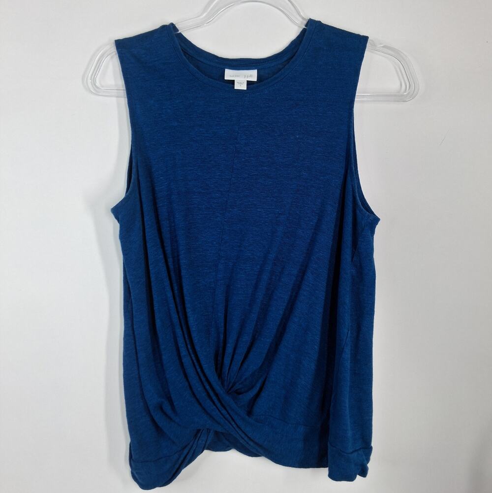 J. Jill Love Linen Tank Top with Twist-Front Women's Size Small Blue 100% Linen
